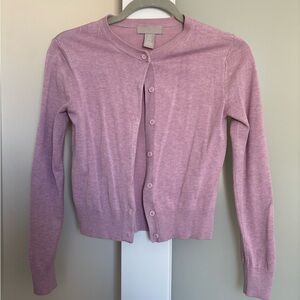 H&M Lilac Button-Front Crewneck Cardigan